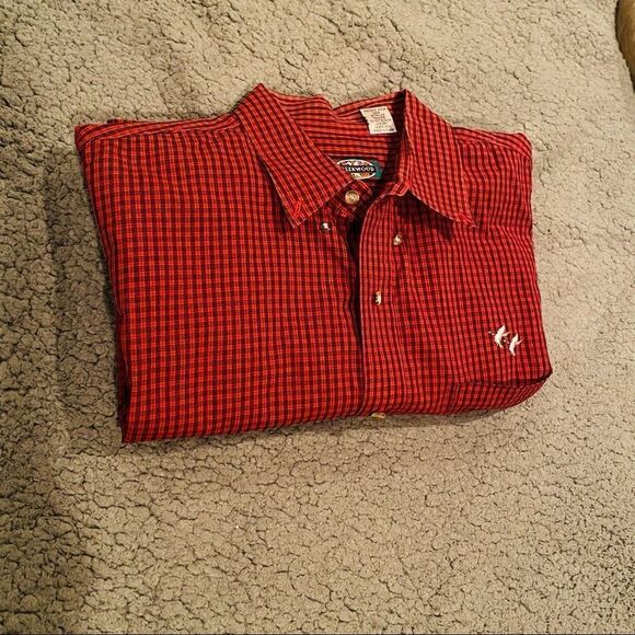 Creekwood Red Plaid Button Down LongSleeve Shirt Size 2 X - Picture 2 of 6